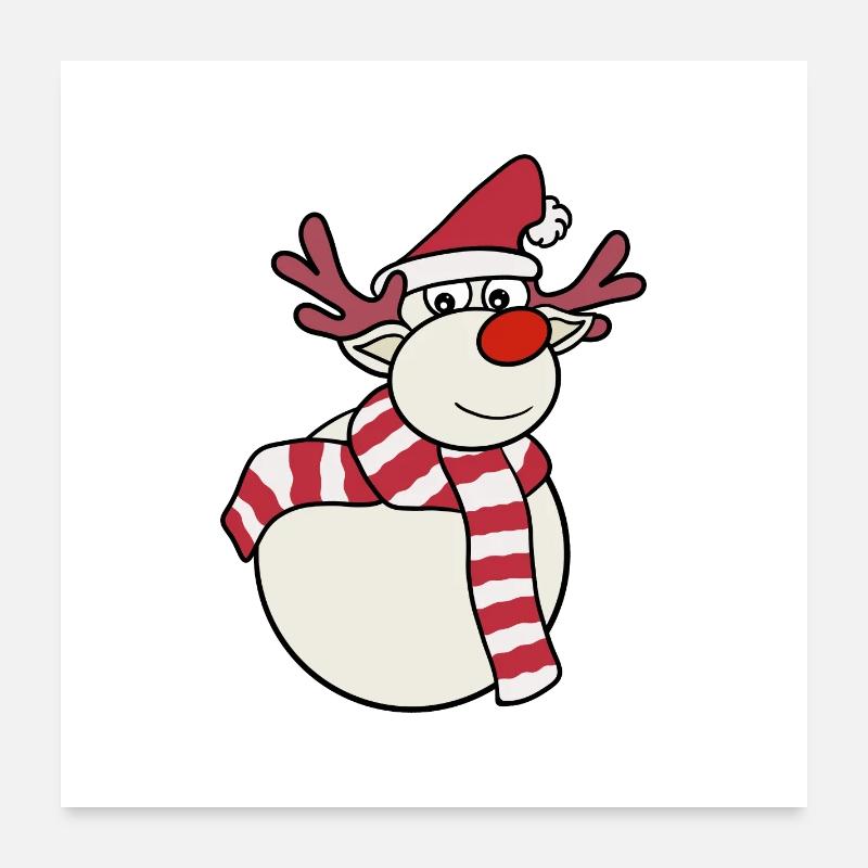 Reindeer Snowman Poster 24" x 24" (60x60 cm)