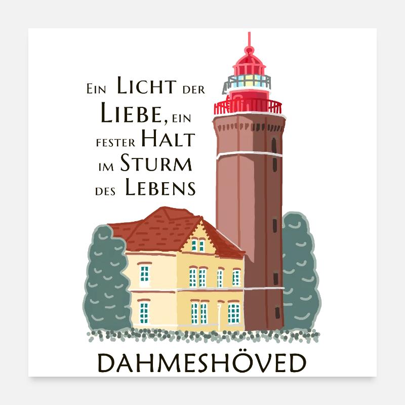 Dahme, dessin à la main d’un vieux phare, Dahmeshöved Poster 60 x 60 cm