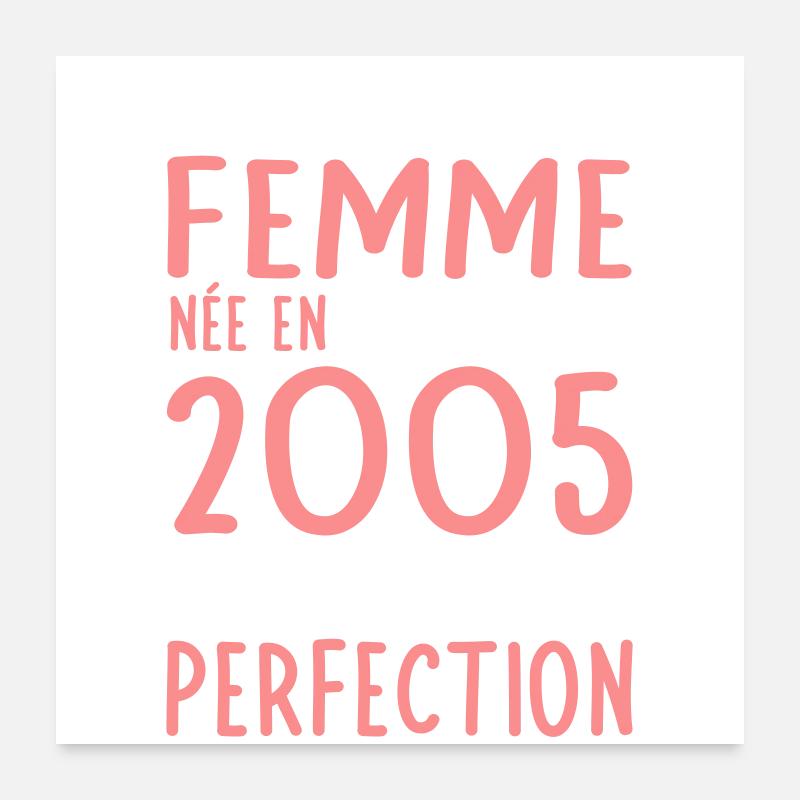 Anniversaire 20 ans - Née en Décembre 2005 Poster 60 x 60 cm
