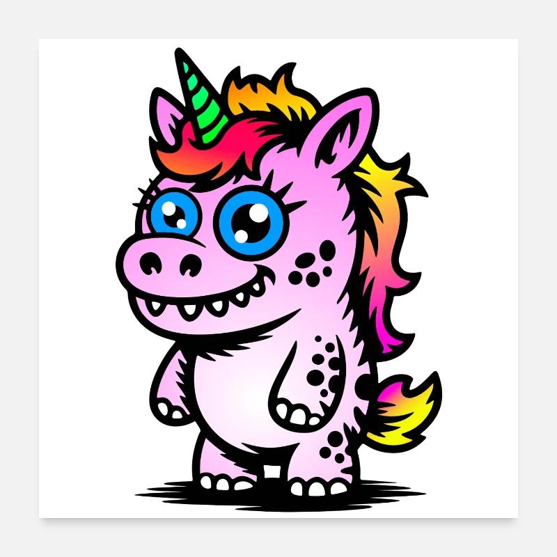 Glowing Unicorn Monster Poster 24" x 24" (60x60 cm)