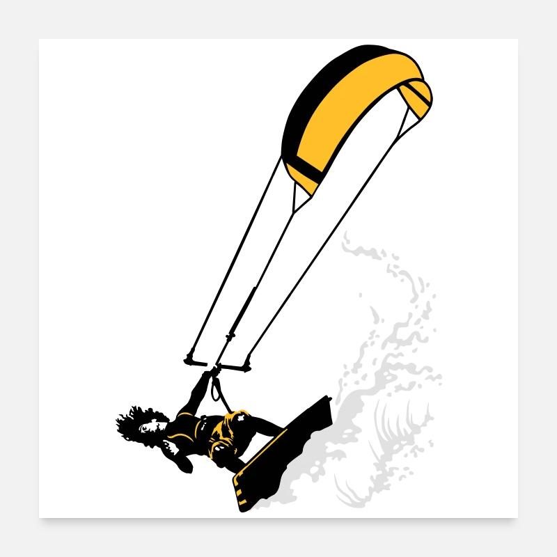 Kitesurfing and wave flex Poster 24" x 24" (60x60 cm)