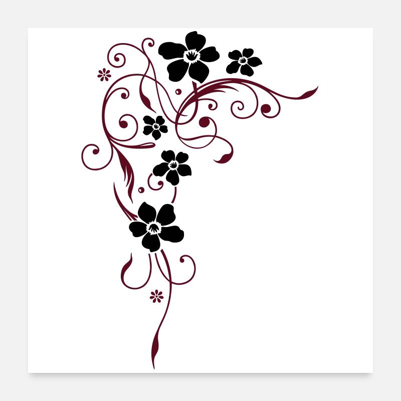 Fleurs avec ornement en filigrane. Poster 60 x 60 cm