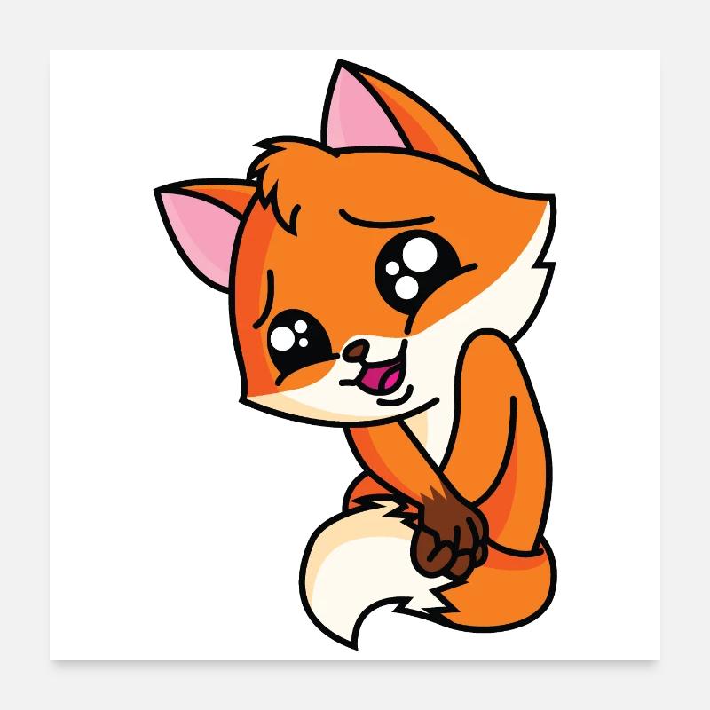 Renard heureux Poster 60 x 60 cm