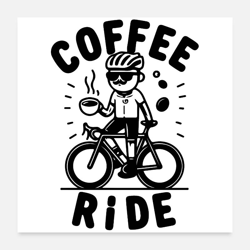 Coffe Ride Road Bicycle Coffee Poster 24" x 24" (60x60 cm)