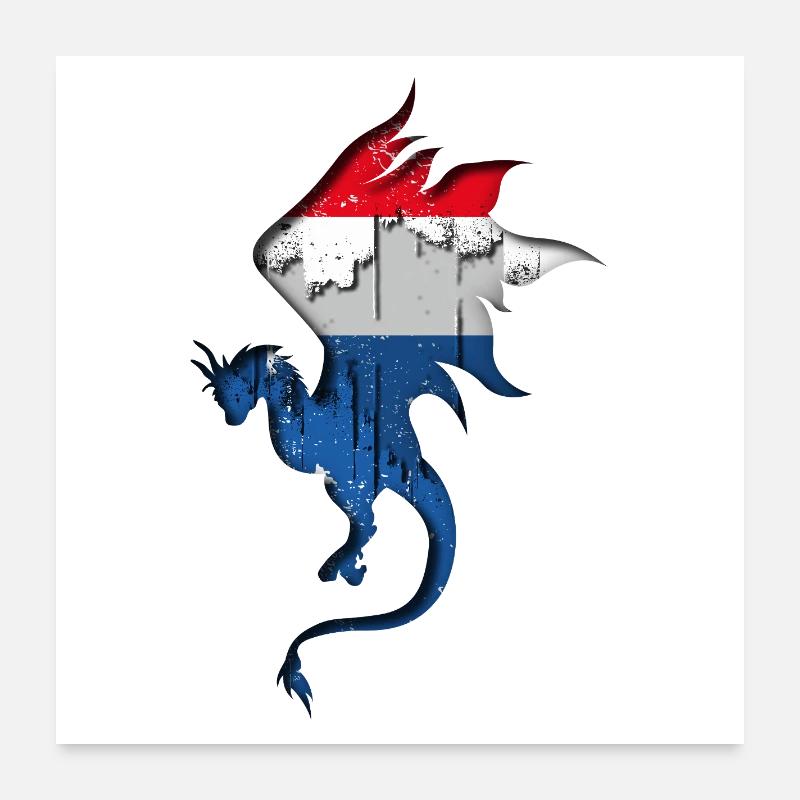 Drapeau des Pays-Bas - Pays-Bas - Silhouette de Poster 60 x 60 cm