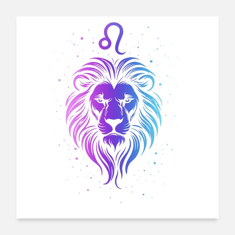 Löwe – Neonsternzeichen Poster 60x60 cm