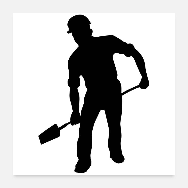 Groundworker with Shovel – Hard Work Poster 24" x 24" (60x60 cm)