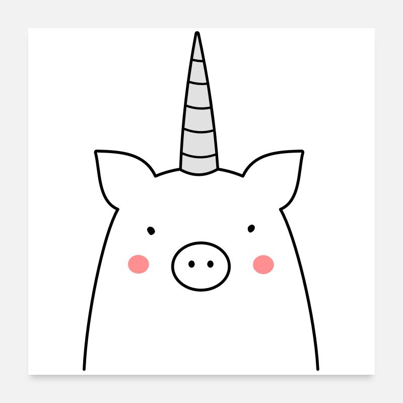 funny pig unicorn sow gift idea Poster 24" x 24" (60x60 cm)