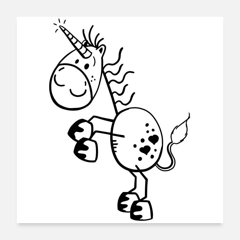 Lustiges Einhorn Comic Poster 60x60 cm