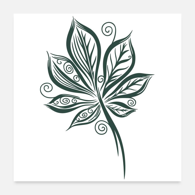 Feuille de châtaignier Châtaignier Poster 60 x 60 cm