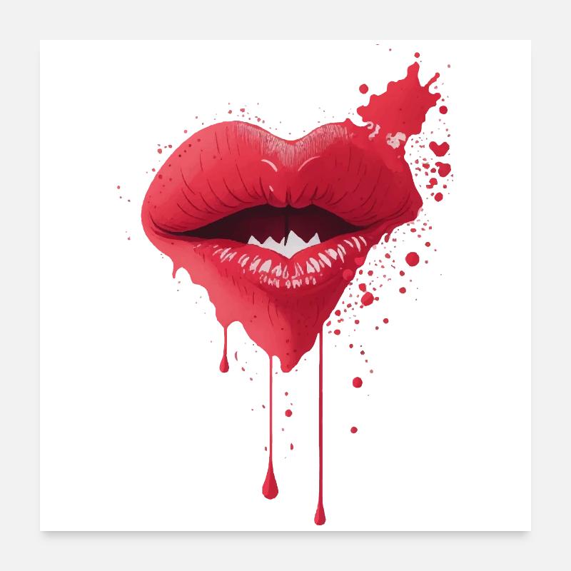 Lovely Lips Melting Red Lips Art Poster 24" x 24" (60x60 cm)