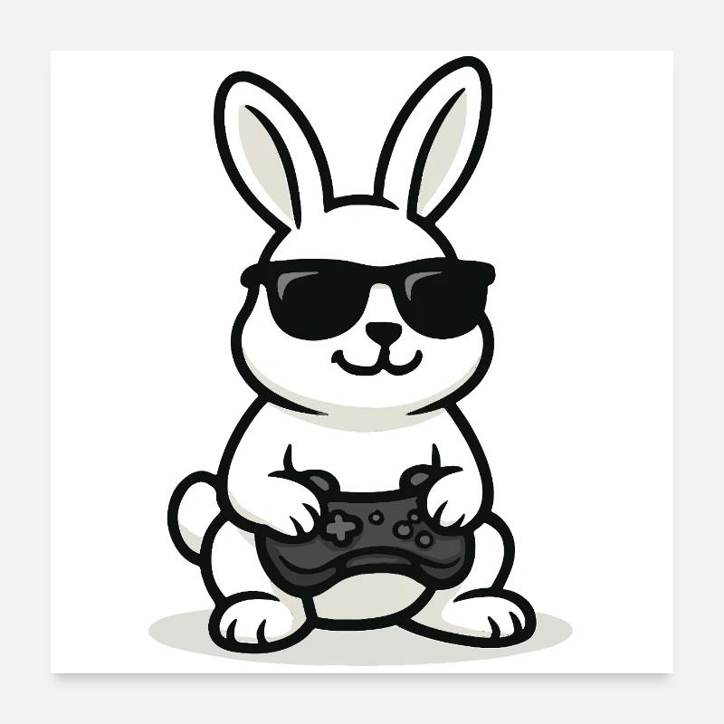 Lapin de jeu cool Poster 60 x 60 cm
