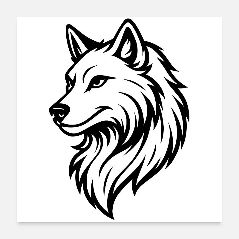 Silhouette de loup Poster 60 x 60 cm