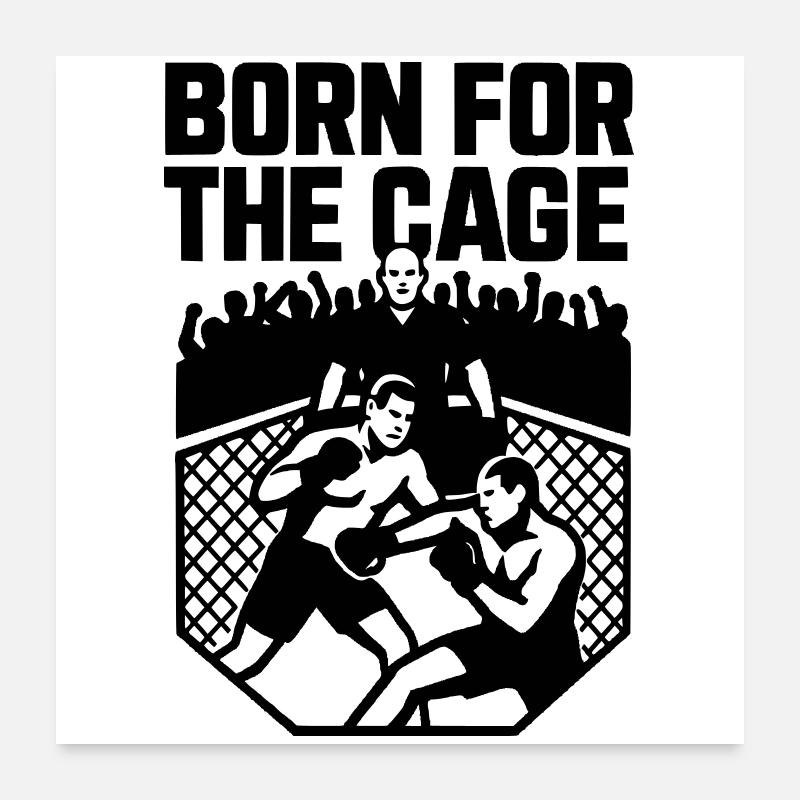 MMA Né pour la cage Poster 60 x 60 cm