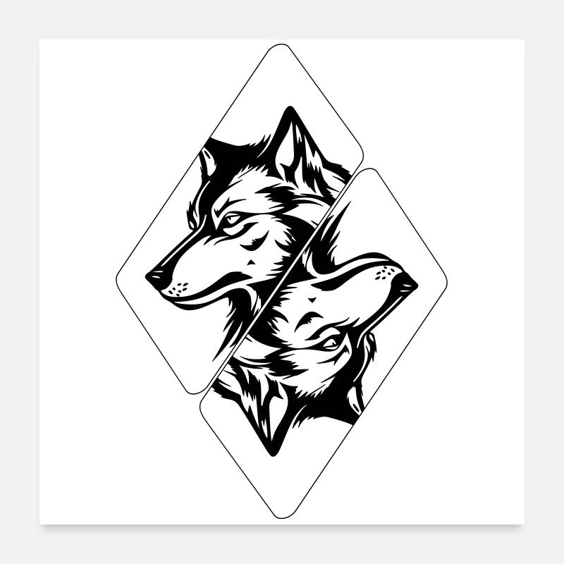 Wolf's Head - Poster 24" x 24" (60x60 cm) - white