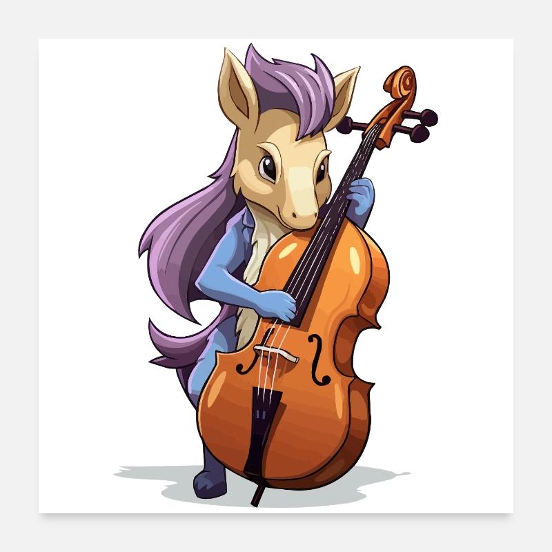 Violoncelle licorne Poster 60 x 60 cm