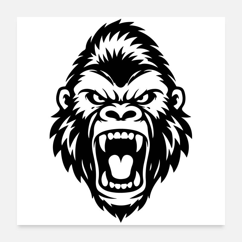Gorilla Kopf Symbol Poster 60x60 cm