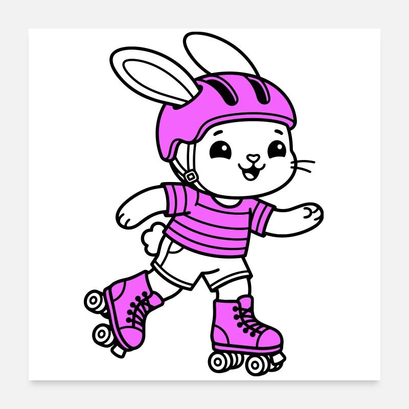 Fille patineuse à roulettes Poster 60 x 60 cm