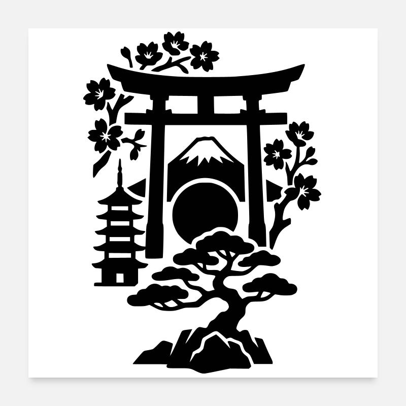 Silhouette du Japon Poster 60 x 60 cm