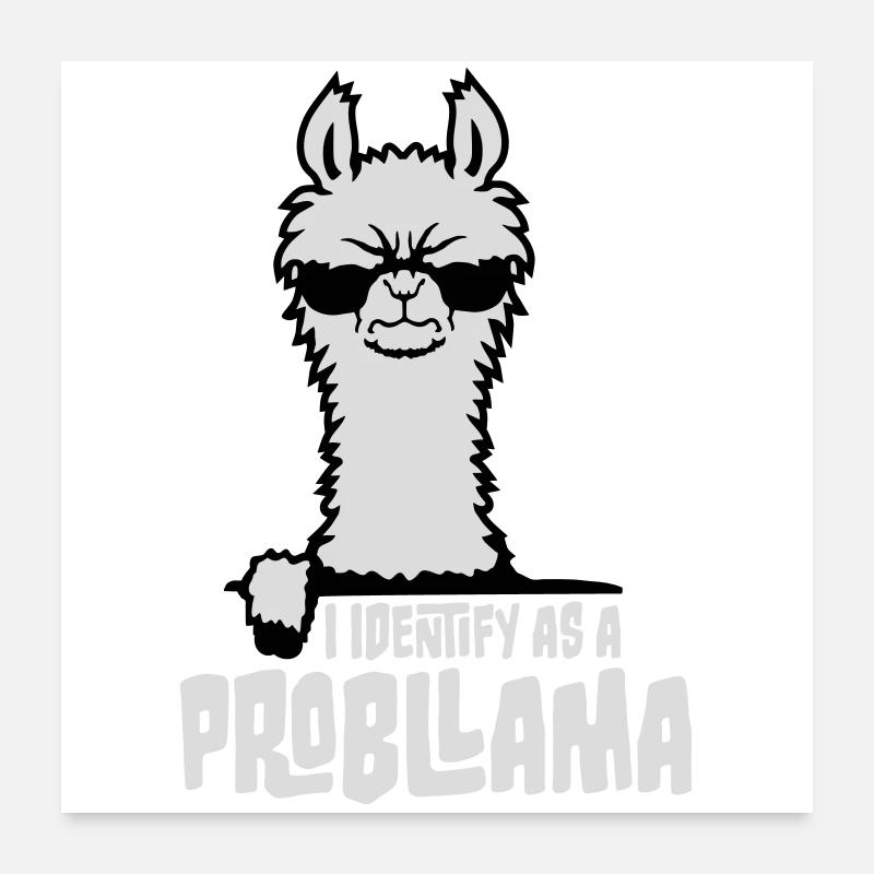 I Identify As A Probllama Cool Lama Problem Spruch Poster 24" x 24" (60x60 cm)