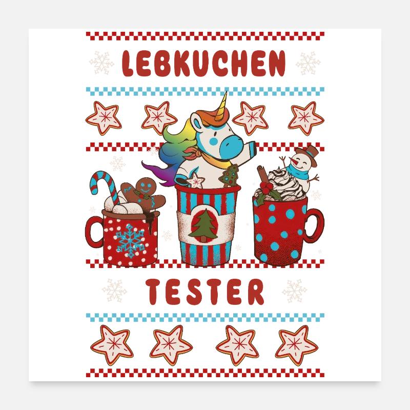 LEBKUCHEN TESTER Einhorn Weihnachten Poster 60x60 cm