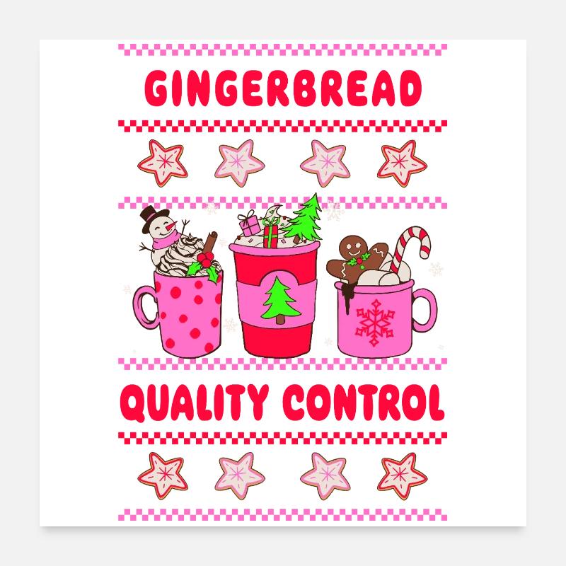 Gingerbread Quality Control - neon pink Poster 60x60 cm