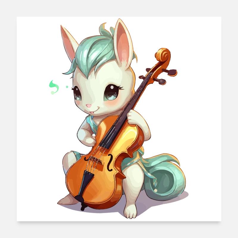 Câlin câlin avec violoncelle Poster 60 x 60 cm