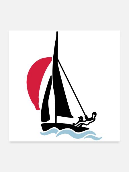Youth sailing dinghy (420 470 505) sailboat - Poster 24" x 24" (60x60 cm) - white - Front