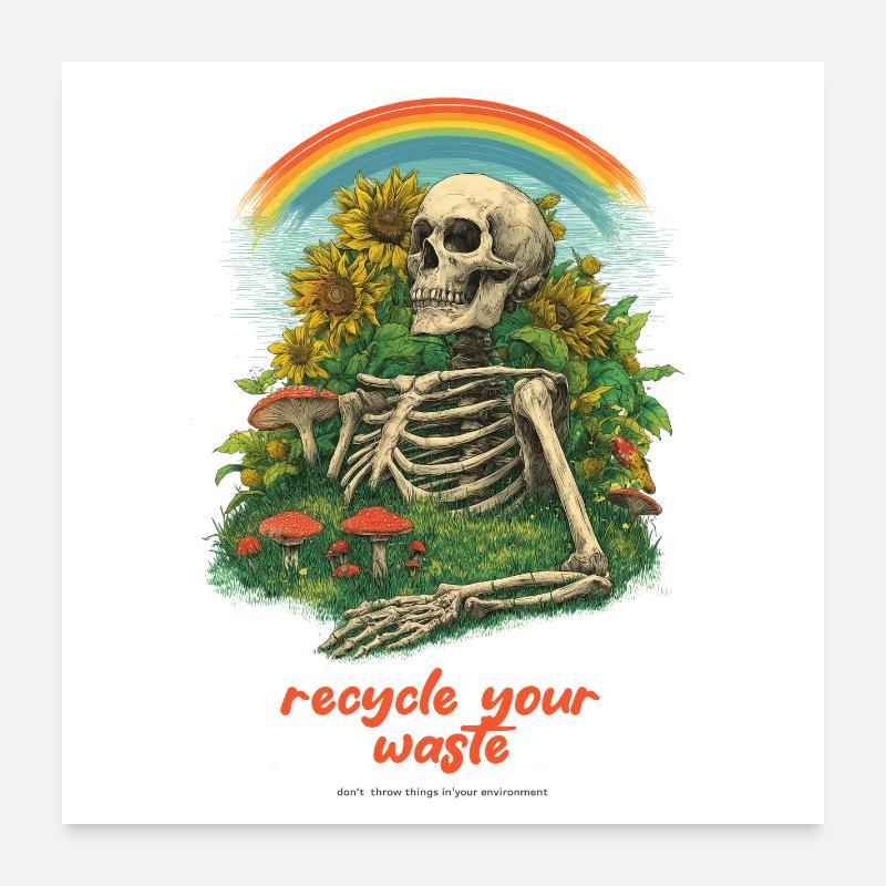 Recycel Deinen Müll Gartenskelett Poster 60x60 cm