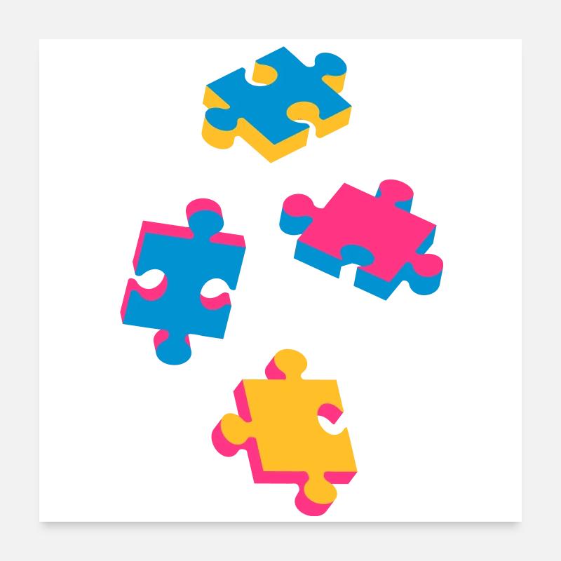 four puzzle pieces Poster 24" x 24" (60x60 cm)