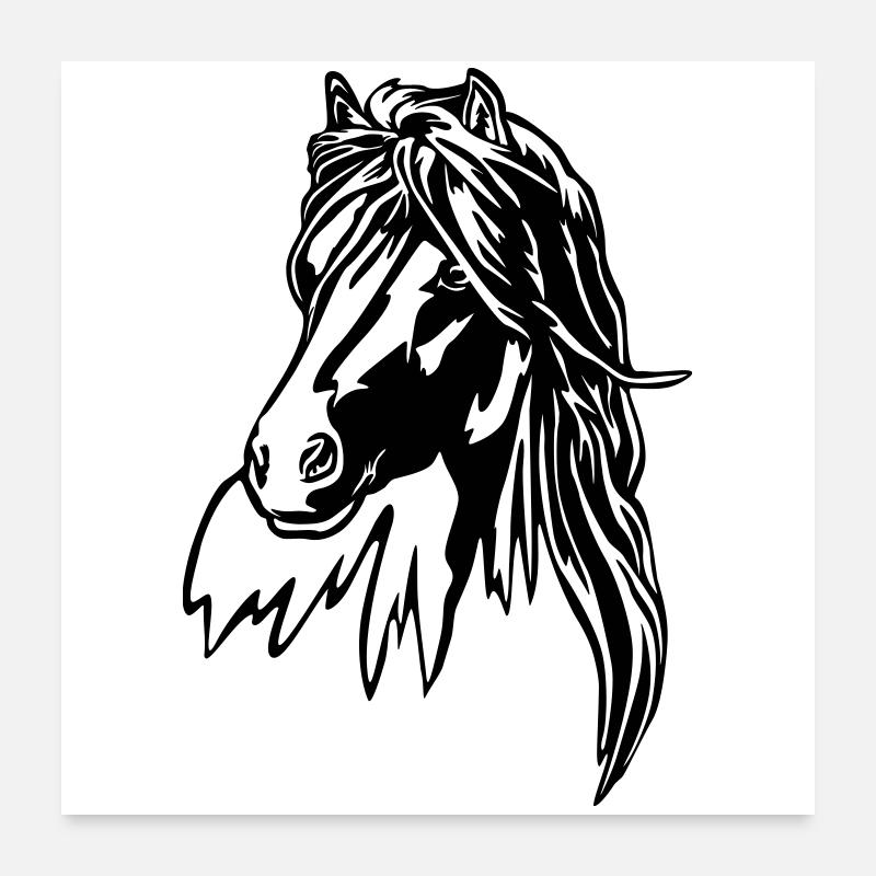 Tête de cheval Poster 60 x 60 cm