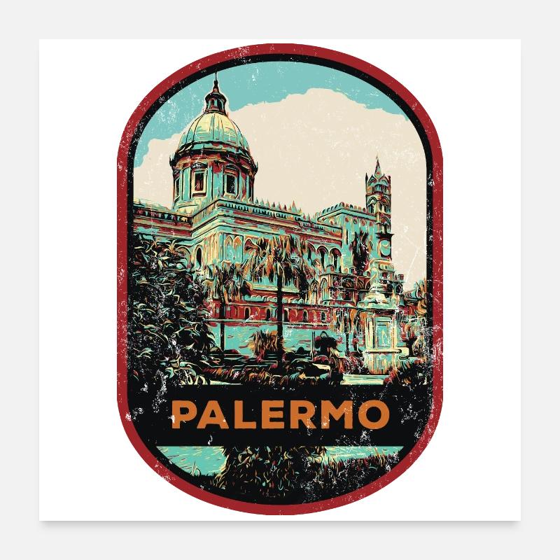 Sicilian Exploration: Authentic Palermo Poster 24" x 24" (60x60 cm)