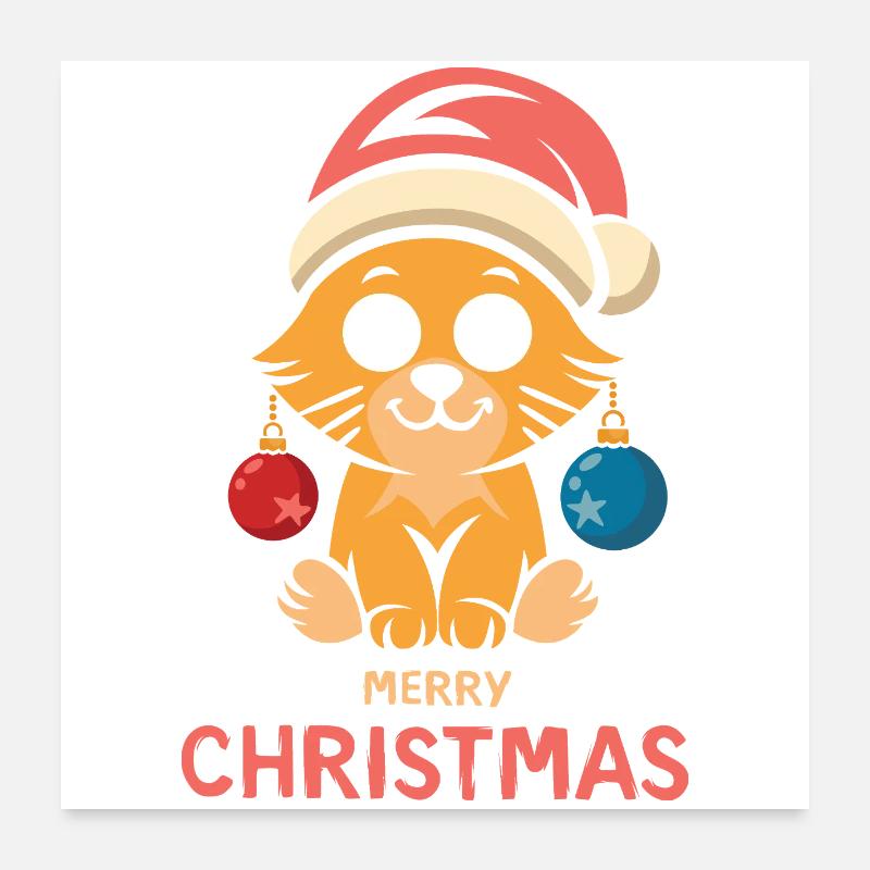 Chat de Noël Joyeux Noël Poster 60 x 60 cm