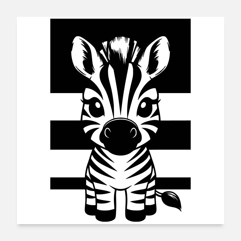 Niedliches Zebra Poster 60x60 cm