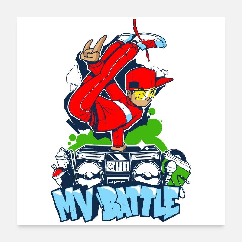 Breakdancing | B-Boy | Hip Hop - Poster 24" x 24" (60x60 cm) - white