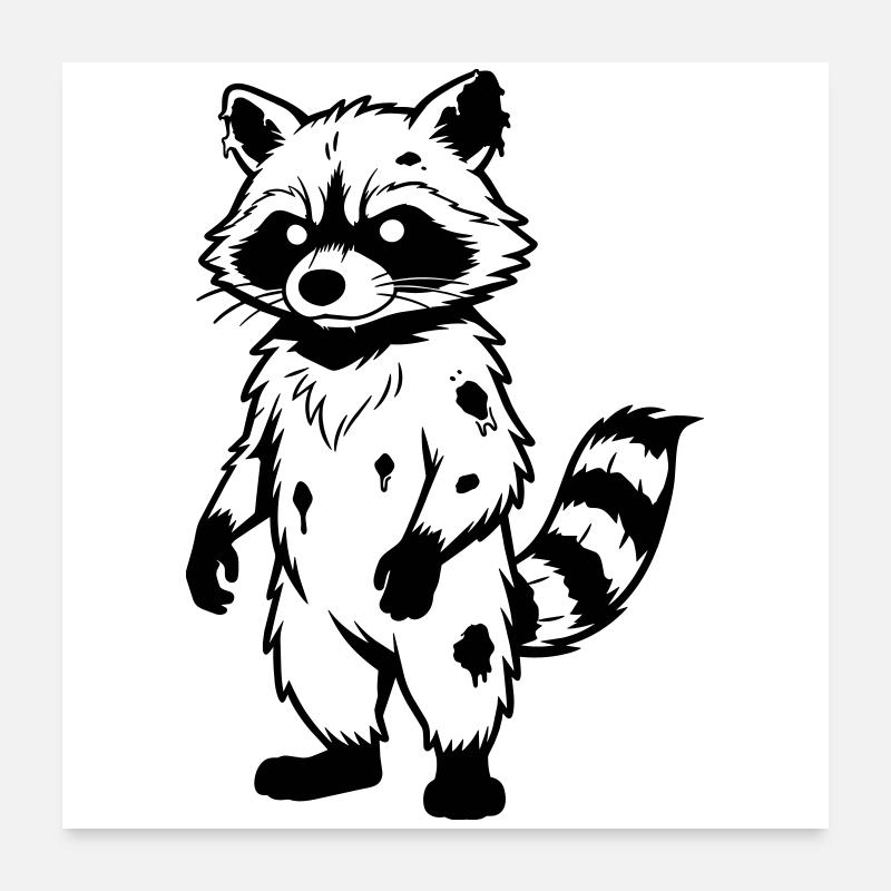 Zombie Raccoon Poster 24" x 24" (60x60 cm)