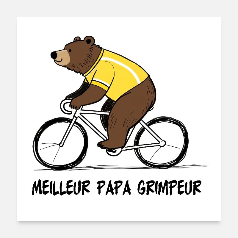 Gelber Radbär, bester Papa Poster 60x60 cm