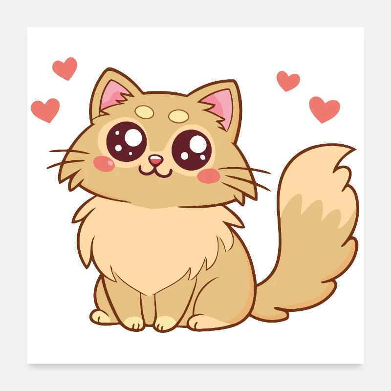 Chat adorable au cœur tendre Poster 60 x 60 cm