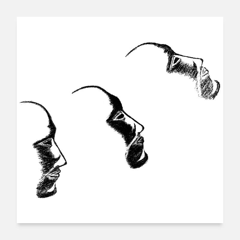 Heads - drawn Poster 24" x 24" (60x60 cm)