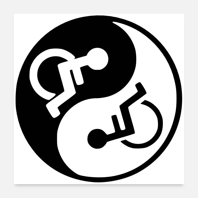 Rollstuhl Yin und Yang Symbol Bild # - Poster 60x60 cm - Weiß