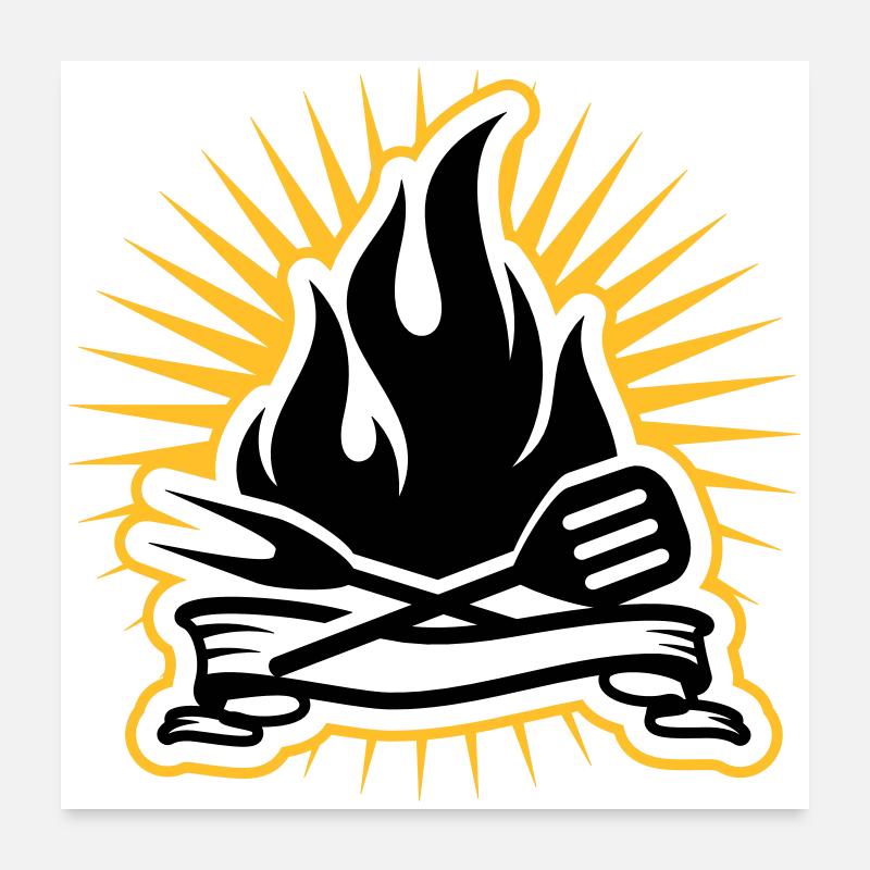 Grill accessories and grill flames Poster 24" x 24" (60x60 cm)