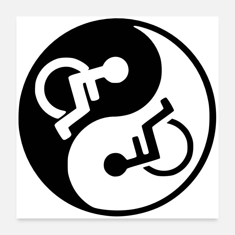 Fauteuil roulant Yin et yang conception de fauteuil roulant * - Poster 60 x 60 cm - blanc