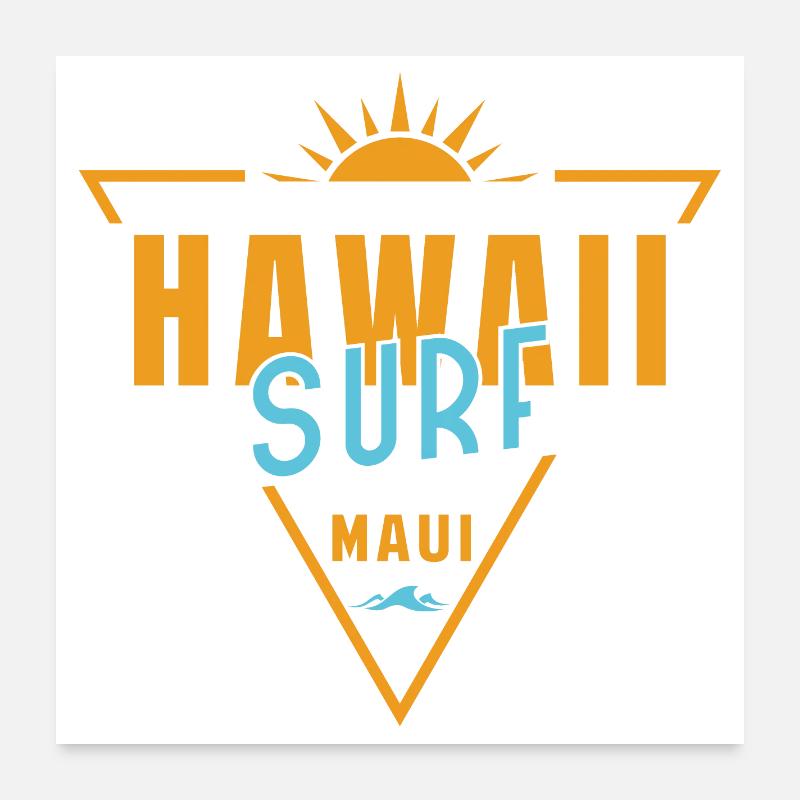 Hawaii Surf Maui Retro Triangle Poster 24" x 24" (60x60 cm)