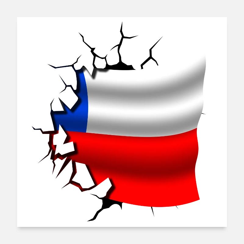 Drapeau du Chili - Chili - Drapeau Broken Design Poster 60 x 60 cm