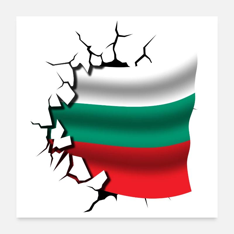 Drapeau de la Bulgarie - Bulgarie - Drapeau cassé Poster 60 x 60 cm