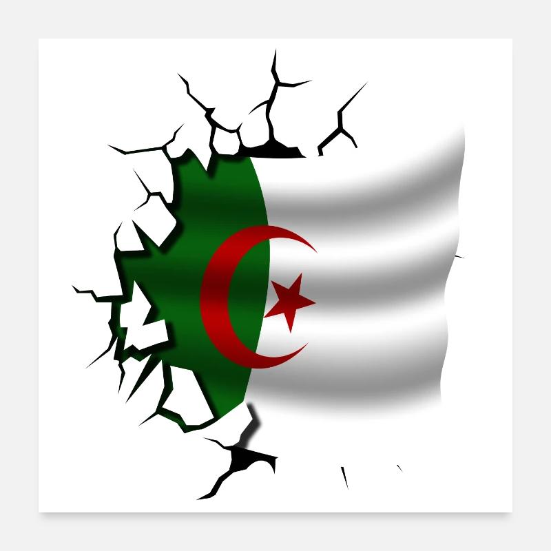 Algérie - Algérie - Drapeau déchiré Poster 60 x 60 cm