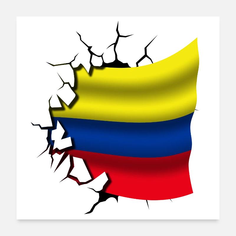Drapeau de la Colombie - Colombie - Drapeau Broken Design Poster 60 x 60 cm