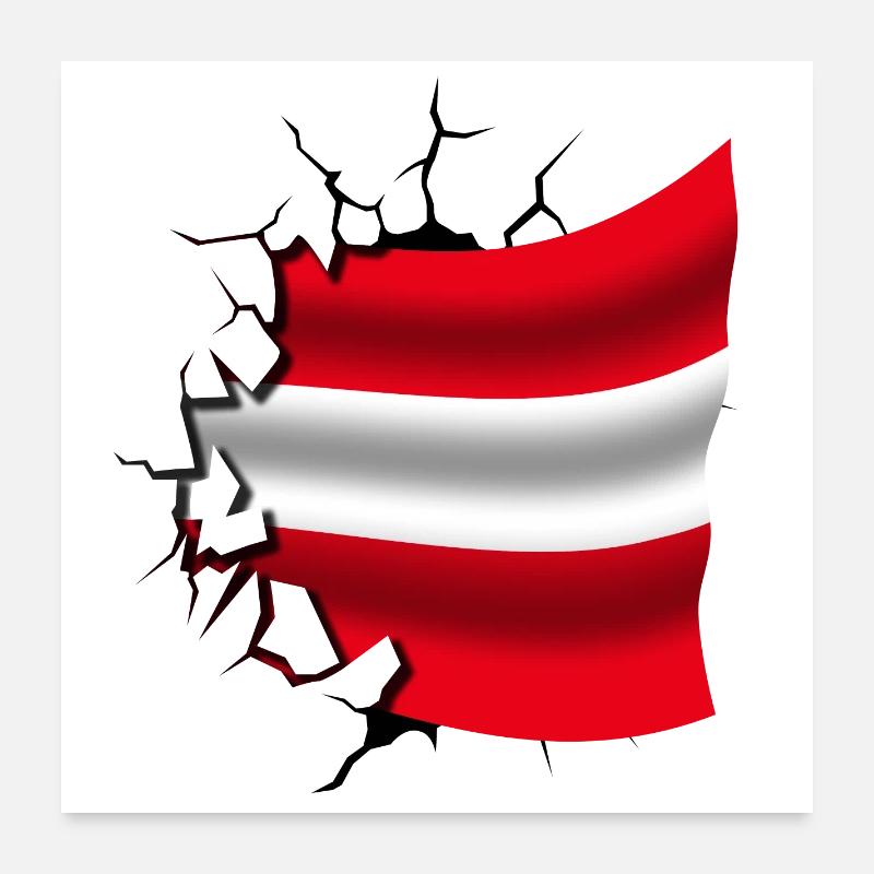 Drapeau de l’Autriche - Autriche - Drapeau Broken Design Poster 60 x 60 cm