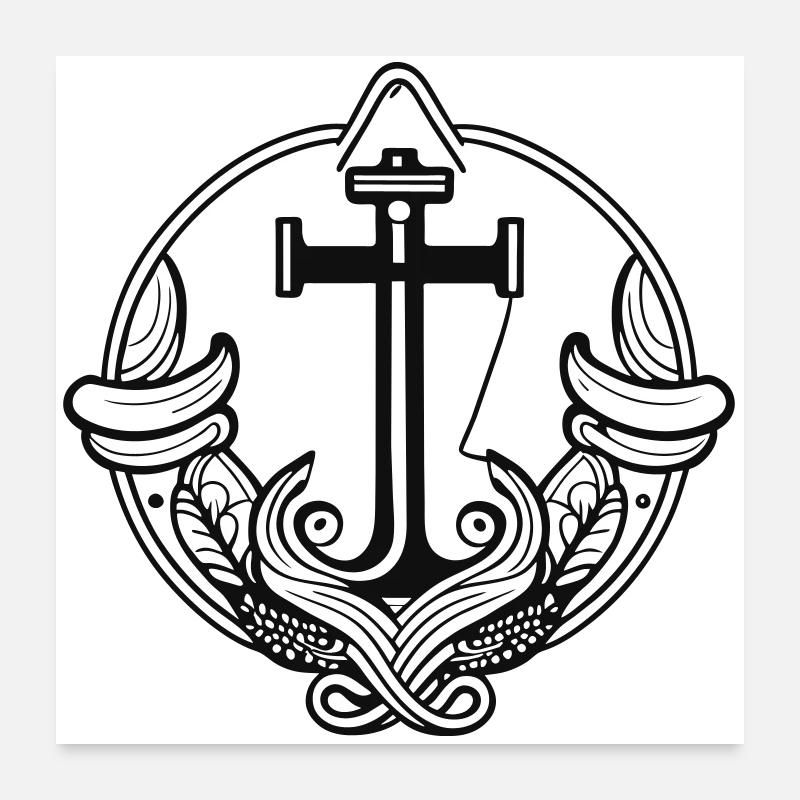 Anchor design for seafarers Poster 24" x 24" (60x60 cm)