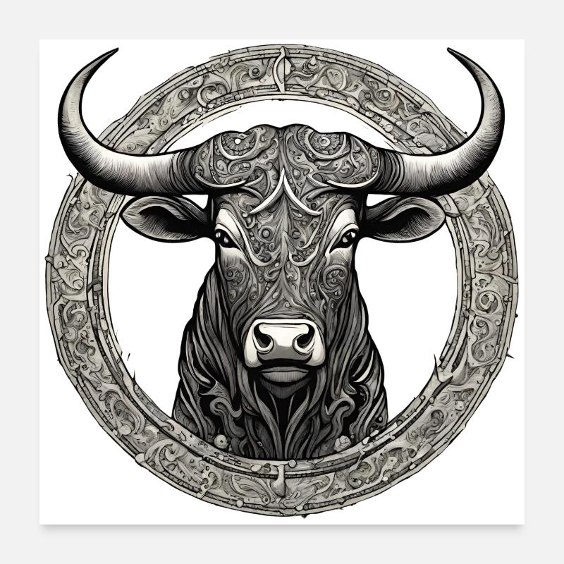 Taurus Widder Bulle Kuh ochse Designe Poster 60x60 cm